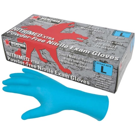 Mcr Safety Disposable Gloves, 6 mil Palm, Nitrile, Powder-Free, XL, Blue 6012XL